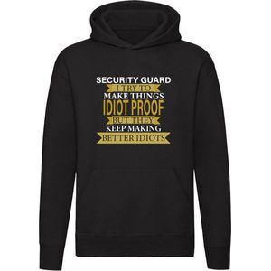 Security guard Hoodie | idots | idioot | beveiliger | bewaker | werk | grappig | Unisex | Trui | Sweater | Capuchon | Zwart
