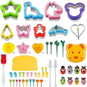 55 stuks uitsteekvormen voor kinderen, doe-het-zelf broodkoekjessnijders, set met ster, eenhoorn, dinosaurus, hartvormen, roestvrij staal, sandwich, uitsteekvormpjes voor kindereten, brood, taarten, hamburger
