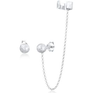 Elli Dames Oorbellen Dames Set Geo-Bal Asymmetrische Trend in 925 Sterling Zilver Verguld