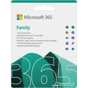 Microsoft 365 Family - Office voor 6 gebruikers – NL – 1 jaar abonnement – download