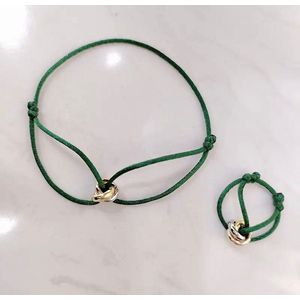 Soraro Tricolor Armband&Ring Set | Groen | 18K Goldplated | Soraro Ringen | Cadeau voor haar | verjaardag vrouw | Vaderdag | Vaderdag Cadeau