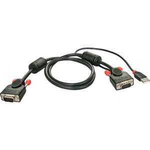 LINDY KVM Aansluitkabel [1x VGA-stekker - 1x VGA-stekker, USB-A 2.0 stekker] 2.00 m Zwart