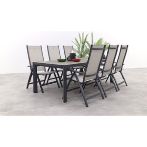 Hartman Monza/Kings verstelbare tuinset antraciet - 220x100 cm. - 7-delig