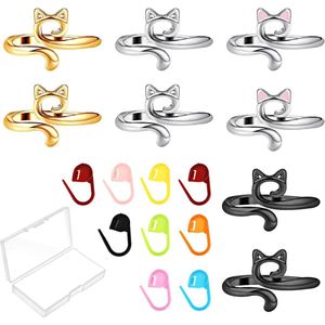 Houder 17 STKS Handgemaakte Breien Vinger Spanning Haak Set Ringen Levert Gereedschap Grips en Gadgets Verstelbare Cirkel Steken Markers Tellers Kit Beginners Haken Tool