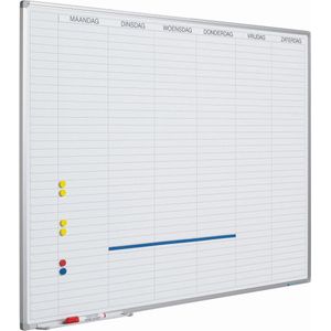 Whiteboard Deluxe - Geëmailleerd staal - Weekplanner - Maandplanner - Jaarplanner - Magnetisch - Wit - Nederlandstalig - 90x120cm
