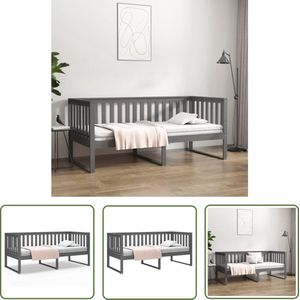 The Living Store Slaapbank 90x190 cm massief grenenhout grijs - Slaapbank - Houten Bed - Grenenhout Meubilair - Grijs Meubilair - Compacte Slaapbank