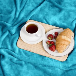 Fluffy & super zachte knuffeldeken - hoge kwaliteit fleece deken voor woondeken sprei sofa geschikt - elegante gooideken voor bank - turquoise 150x130 cm