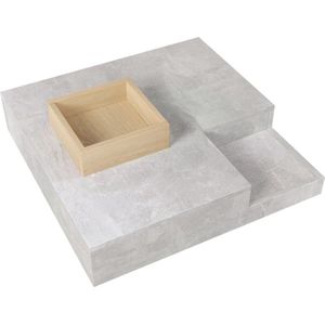 Salontafel - Bijzettafel Met Afneembare Opbergdoos - Woonkamer Tafel - Betongrijs - 72x72x30cm