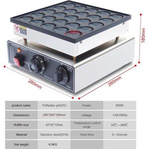 Mrs. Jones - Elektrische Poffertjespan - Poffertjesmaker - Poffertjesplaat - Poffertjes - 25 Stuks - Gietijzeren plaat.