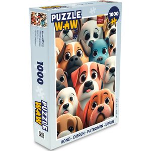 Puzzel Hond - Dieren - Patronen - Bruin - Meiden - Jongens - Legpuzzel - Puzzel 1000 stukjes volwassenen