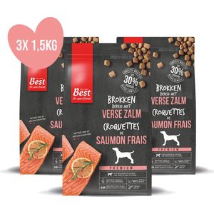 Best For Your Friend by Pets Unlimited hondenbrokken- verse zalm - tarwevrij - glutenvrij - 3 zakken à 1.5 kg
