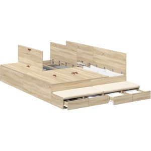 vidaXL - Opbergbedframe - Sonoma - Eik - 160x200 - cm