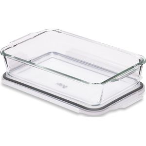 Glazaen Lasagne Schaal met Luchtdichte Snap Lock-Deksel - Grote Rechthoekige Oven Schaal - BPA-Vrij, Magnetron, Vriezer & Vaatwasserbestendige Ovenschaal 2.2L - set van 2