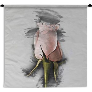 Wandkleed - Wanddoek - Rozen - Bloemen - Potlood - Tekening - 180x180 cm - Wandtapijt