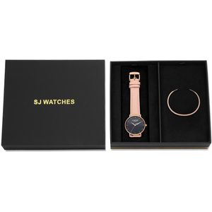 SJ WATCHES Geschenkset La Palma Horloge 36mm + Armbandje - Gift set - Geschenkset voor vrouwen - Roze dames horloge geschenkset