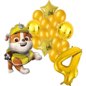 Paw Patrol Rubble ballonnen pakket - 64x81cm - 4 jaar - Folie Ballon set - Themafeest - Verjaardag - Ballonnen - Versiering - Helium ballon