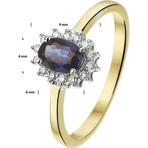 Ring Saffier 0.65ct En Diamant 0.10ct H Si