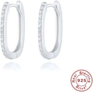 Leerella Damesoorbellen Zilverkleurig Echt Zilveren U-vormige in 925 Sterling: Stijlvol en Schitterend