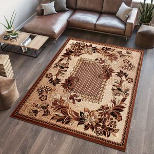 Tapiso Atlas PP Vloerkleed Bruin Gebloemd Woonkamer Tapijt Maat- 80x150