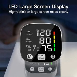 New LED Rechargeable Wrist Blood Pressure Monitor English/Russian/Portuguese/Spanish Voice Broadcast Tonometer BP Monitor