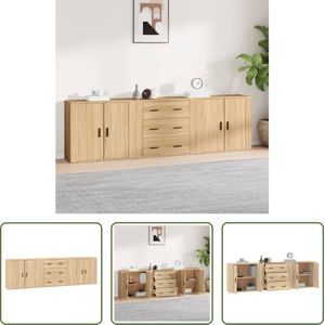 The Living Store Dressoir - Sonoma Eiken - Set van 3 - 80 x 33 x 70 cm