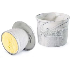 Botervloot met deksel - porselein - 180 ml - boter Keeper Crock - botervloot - Franse botervloot - grijs butter dish with lid