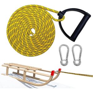 Slee touw met karabijnhaak, slee lijn met handgreep, slee touw 4 m, slee touw met handgreep, koord voor slee, slee touw, ideaal voor het trekken van slee