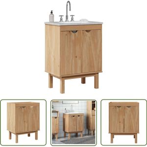The Living Store Wastafelkast OTTA 59x40x80 cm massief grenenhout - Wastafelkast - Badkamerinrichting - Houten Wastafelkast - Granenhouten Kast - Vintage Badkamer