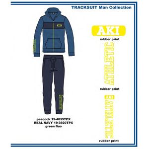 Italiaanse vrijetijd/training pak voor mannen in PEACOCK/BLAUW kleur vest en broek maat XXL