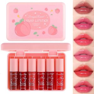 Lip Tint Stain Set 6 kleuren mini vloeibare lippenstift hydraterende watervaste moisturizer lipgloss langhoudende lippenstift glanzende vloeibare lippenstift lippenvlekken kleur make-up