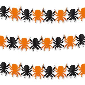 Set van 3x stuks halloween spinnen thema slinger oranje/zwart 3 meter brandvertragend papier