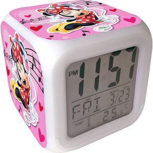Disney Wekker Minnie Mouse Digitaal Led Meisjes 8 Cm Wit/roze