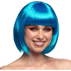 Boland - Pruik Cabaret icy blue Blauw - Steil - Kort - Vrouwen - Can Can - Glitter and Glamour