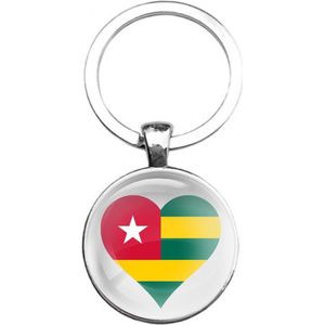 Sleutelhanger Glas - Hart Vlag Togo