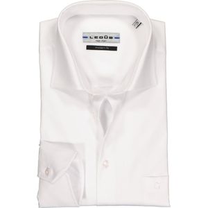 Ledub modern fit overhemd - mouwlengte 7 - wit twill - Strijkvrij - Boordmaat: 38