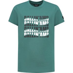 Ballin Amsterdam T-shirt with frontprint Jongens T-shirt - Faded Green - Maat 12