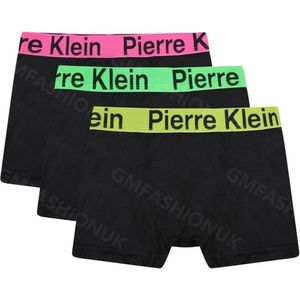 Pierre Klein Neon Boxershort - Onderbroeken - 3 stuks - Jongens - Maat 7/8 jaar – Zwart met neon tailleband