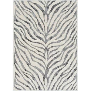 SURYA - CYBELE - Stijlvol tapijt met zebrapatroon en boho flair - Donkergrijs/beige