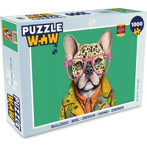 Puzzel Bulldog - Bril - Design - Hond - Dieren - Legpuzzel - Puzzel 1000 stukjes volwassenen