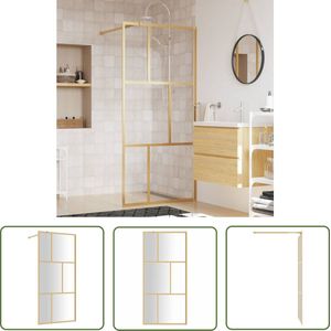 The Living Store Inloopdouchewand transparant 80x195 cm ESG-glas goudkleurig - Inloopdouche - Douchewand - Glazen Douchedeur - ESG-glas - Gouden Douchewand