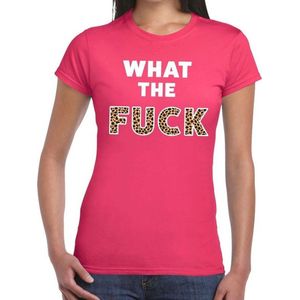 What the Fuck tijger print tekst t-shirt roze dames - dames shirt  What the Fuck tijger print XS