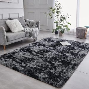 Hoogpolig tapijt super zacht langharig wollig tapijt voor een comfortabele plek in de woonkamer en slaapkamer fluffy vloerkleed voor kinderen - donkergrijs - 120 x 160 cm vloerkleed