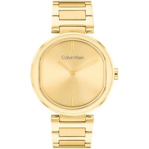Calvin Klein CK25200252 Sensation Dames Horloge - Mineraalglas - Staal - Goudkleurig - 36 mm breed - Quartz - Vouw/Vlindersluiting - 3 ATM (spatwater)