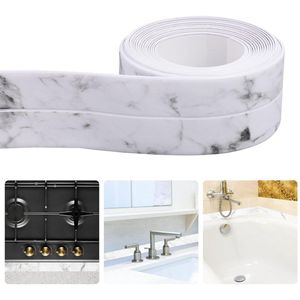Zelfklevende afdichtingstape PVC voegafdichtingstape Waterdichte decoratieve tape voor keuken wastafel toilet douche badrandbescherming wit marmer