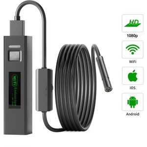 oplaadbare draadloze WiFi-endoscoop 1080P 2.0MP IP67 waterdichte inspectiecamera met 5 meter flexibele kabel voor iPhone en Android telefoon