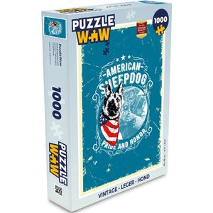Puzzel Vintage - Leger - Hond - Legpuzzel - Puzzel 1000 stukjes volwassenen