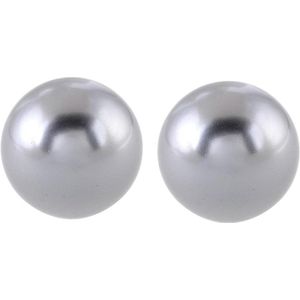 Behave Parel Oorbellen - Dames - Oorsteker Grote Parel Grijs 14 mm Diameter - Oorhangers - Oorknop