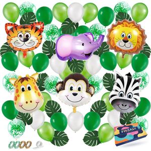 Fissaly 67 Stuks Jungle Thema Party Verjaardag Versiering Ballonnen - Safari Decoratie Kinderfeestje – Feest