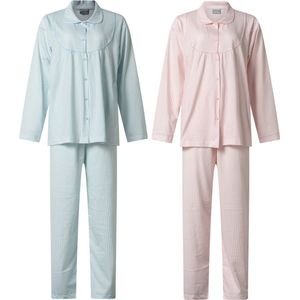 Lunatex - 2 dames pyjama klassiek 124215 - blauw en roze - maat M