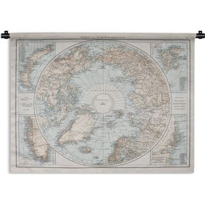 Wandkleed De wereld van toen in kaart - Oude kaart van het noordpoolgebied Wandkleed katoen 60x45 cm - Wandtapijt met foto